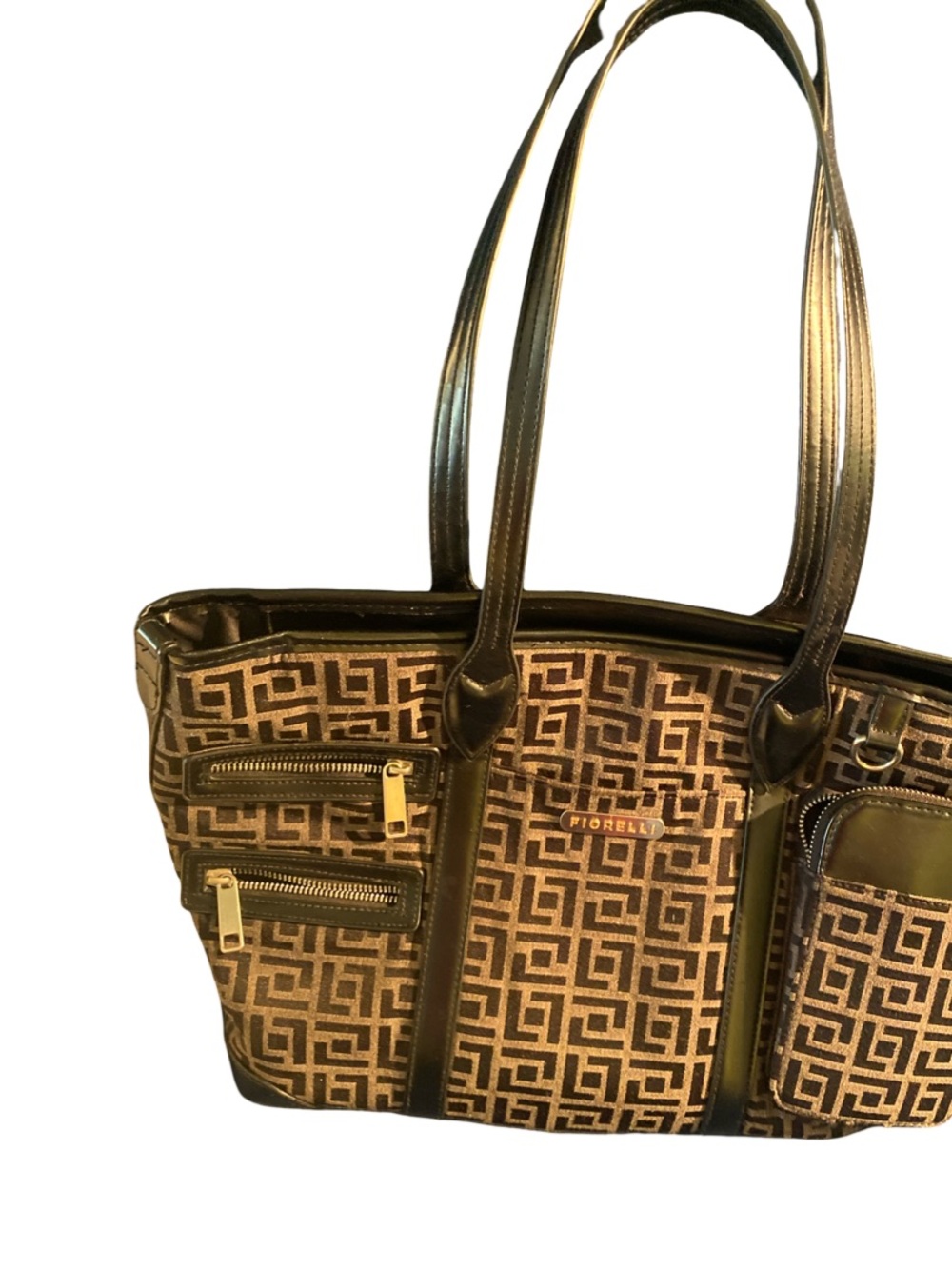 Fiorelli Brown Geometric Tote with Gold Hardware